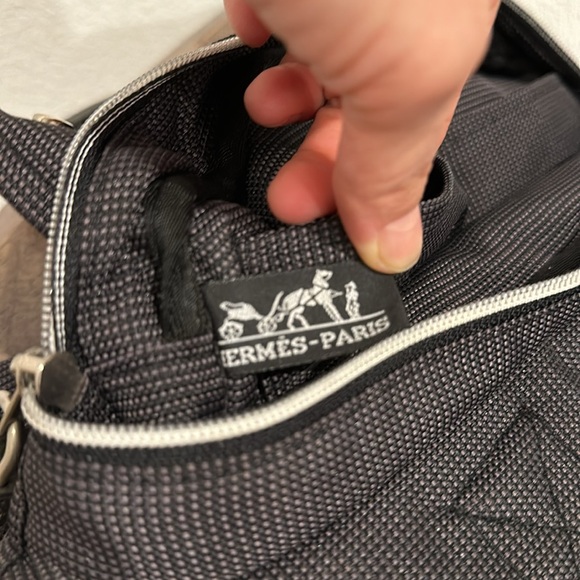 Hermes Handbag Tote PM Yell Line Canvas Gray  HERMES Authentic!!! - Picture 15 of 17